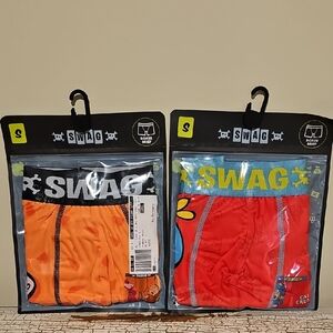 SWAG Kids Boxer Briefs Set (2) Orange & Red. Flintstones & Capt Crunch. Nwt.